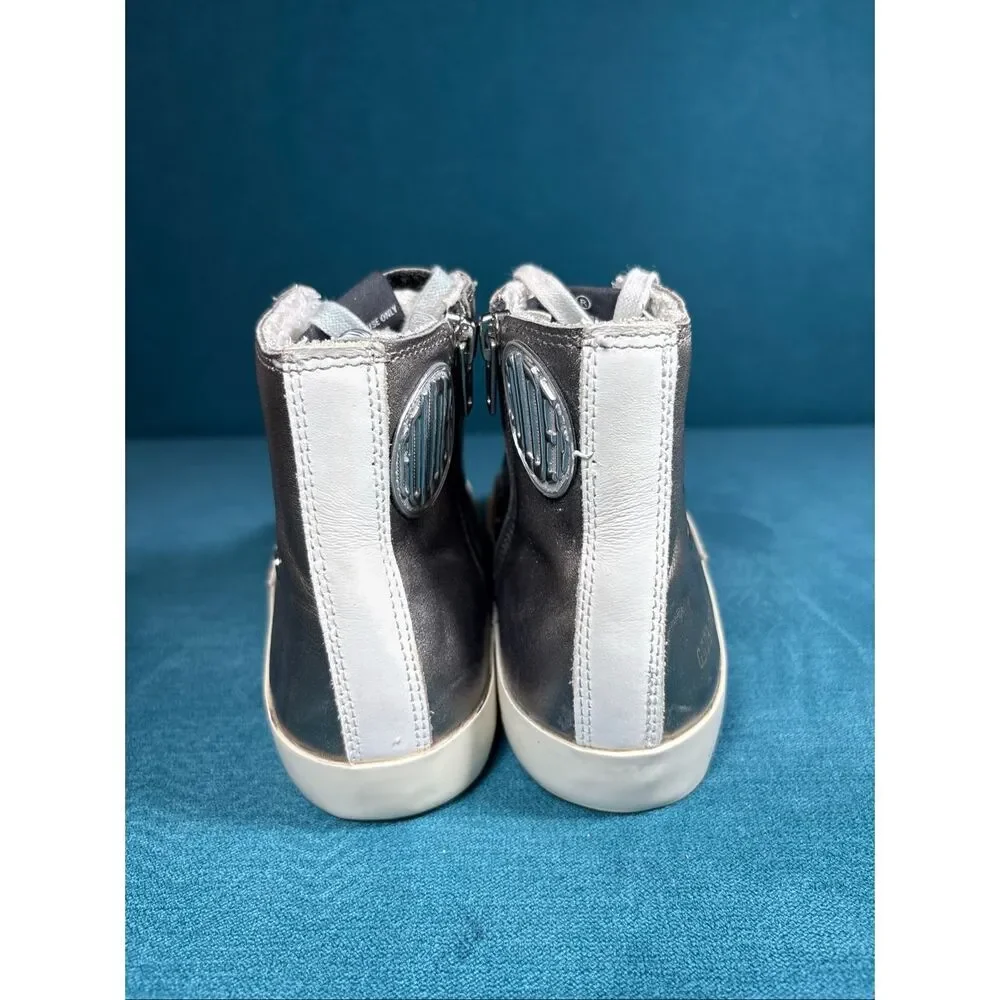 Golden Goose Francy Metallic Silver High Top Sneakers Womens Size 38 EU 8 US